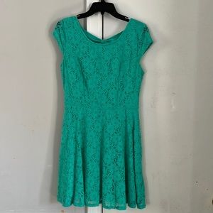 Teal Lace Mini Dress
